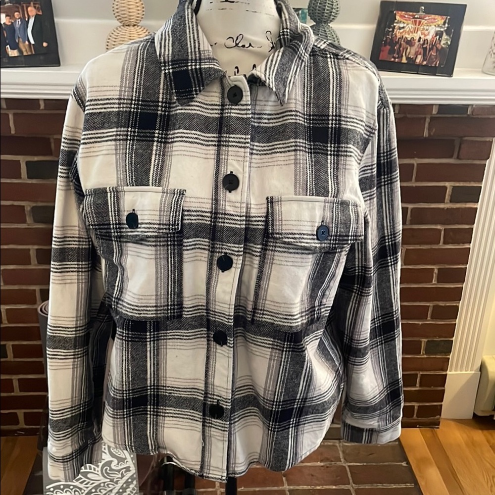 Black and White Plaid Button-Up Shirt